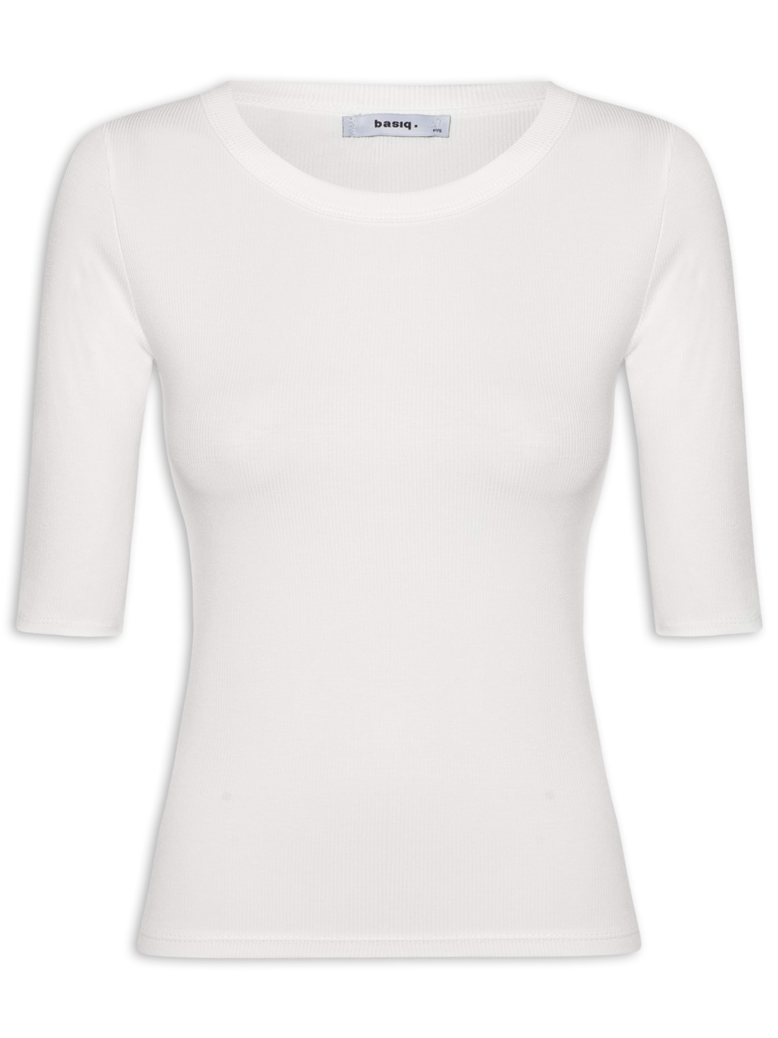 Camiseta Feminina Básica Com Manga Justa Branco Basiq