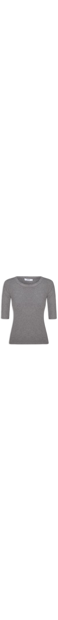 Camiseta Feminina Básica Com Manga Justa - Cinza