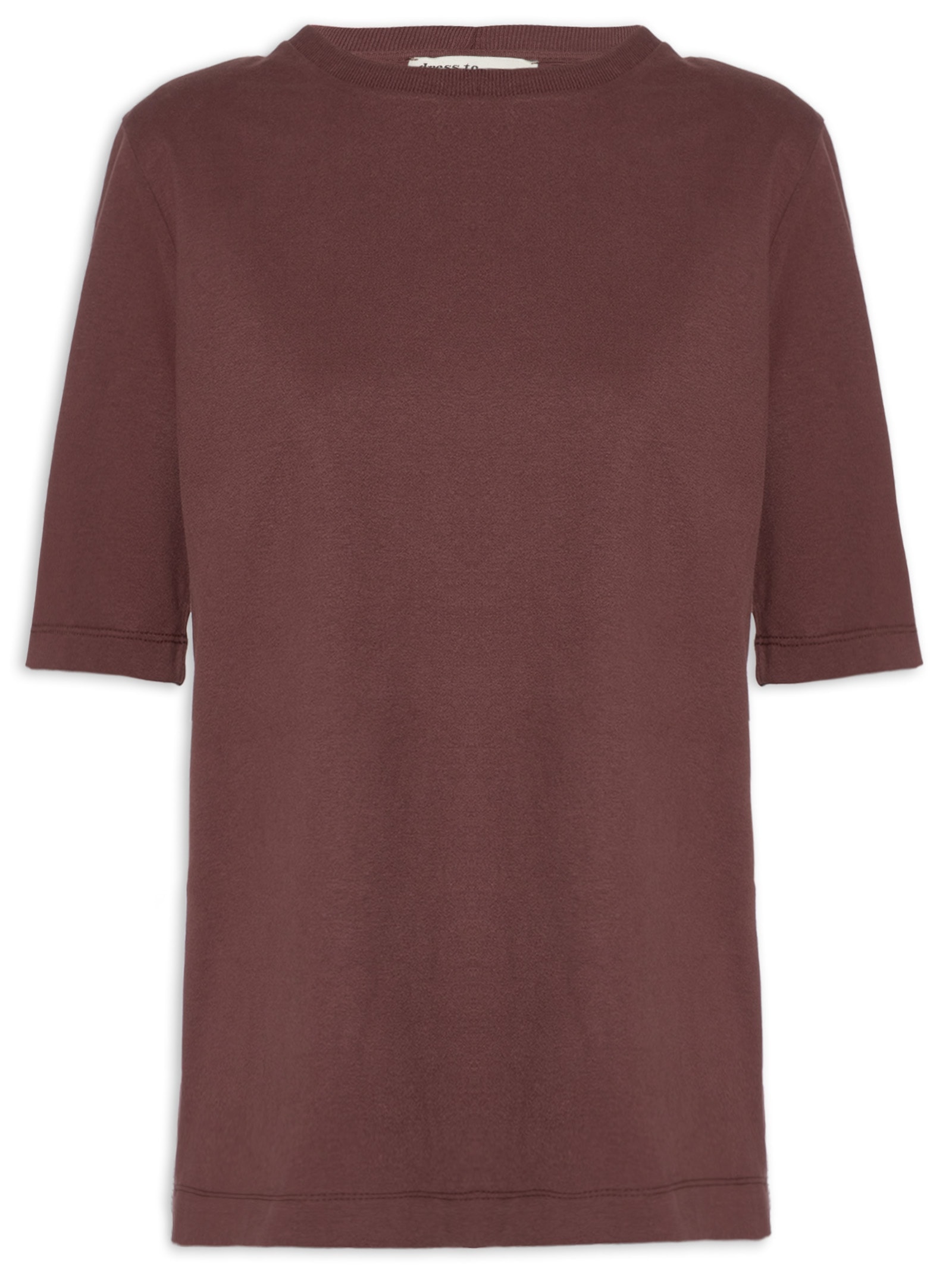 Camiseta Feminina Básica com Ombreira Marrom Dress To