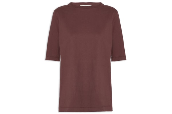 Camiseta Feminina Básica com Ombreira – Marrom