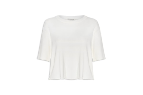 Camiseta Feminina Básica De Tricot - Branco