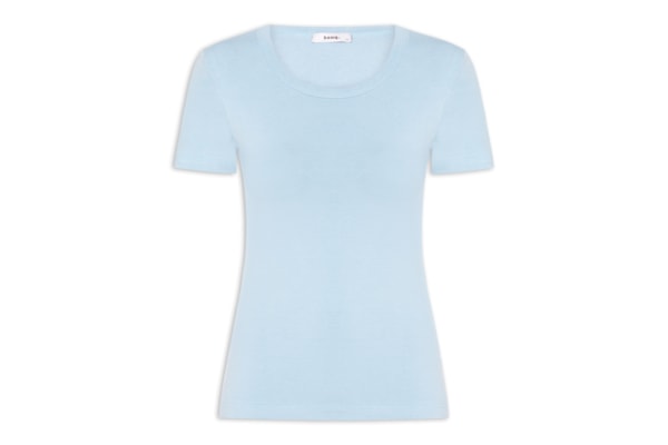 Camiseta Feminina Básica Decote Em U - Azul