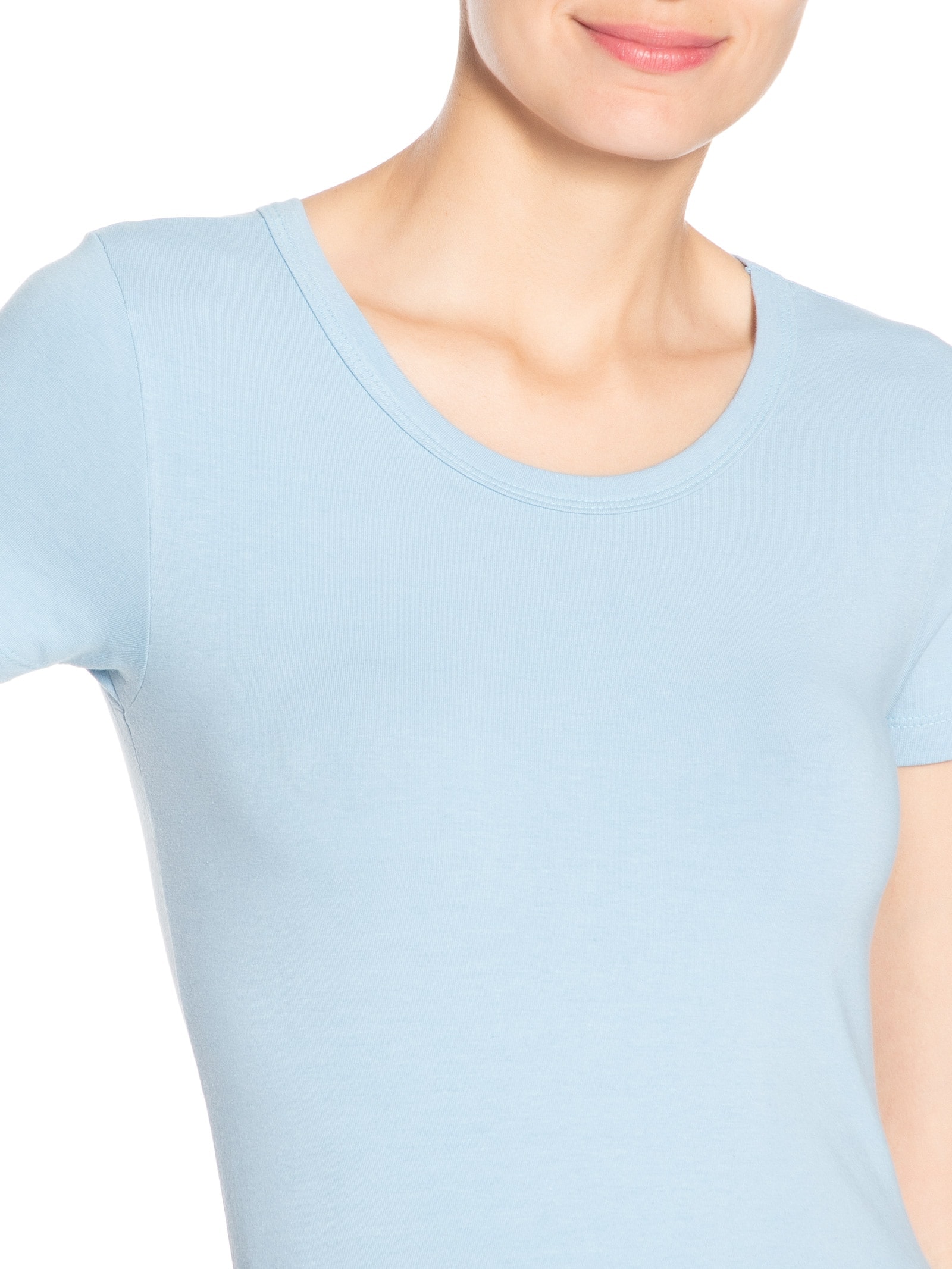 Camiseta Feminina Básica Decote Em U Azul Basiq