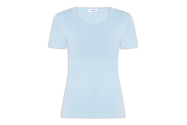 Camiseta Feminina Básica Decote Em U - Azul