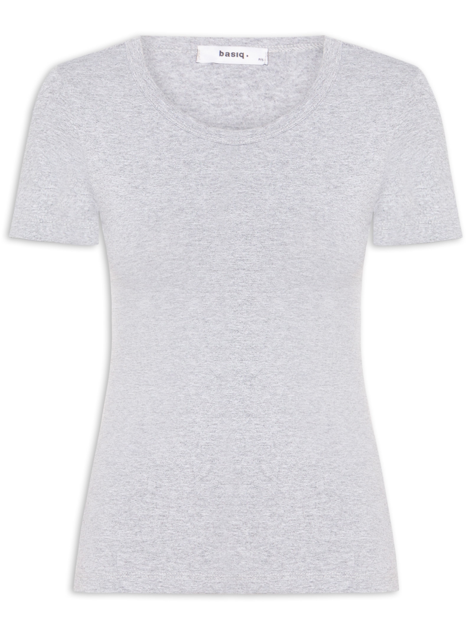 Camiseta Feminina Básica Decote Em U Cinza Basiq