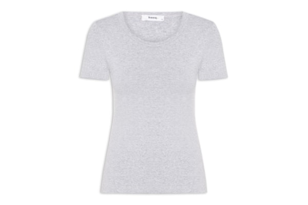Camiseta Feminina Básica Decote Em U - Cinza