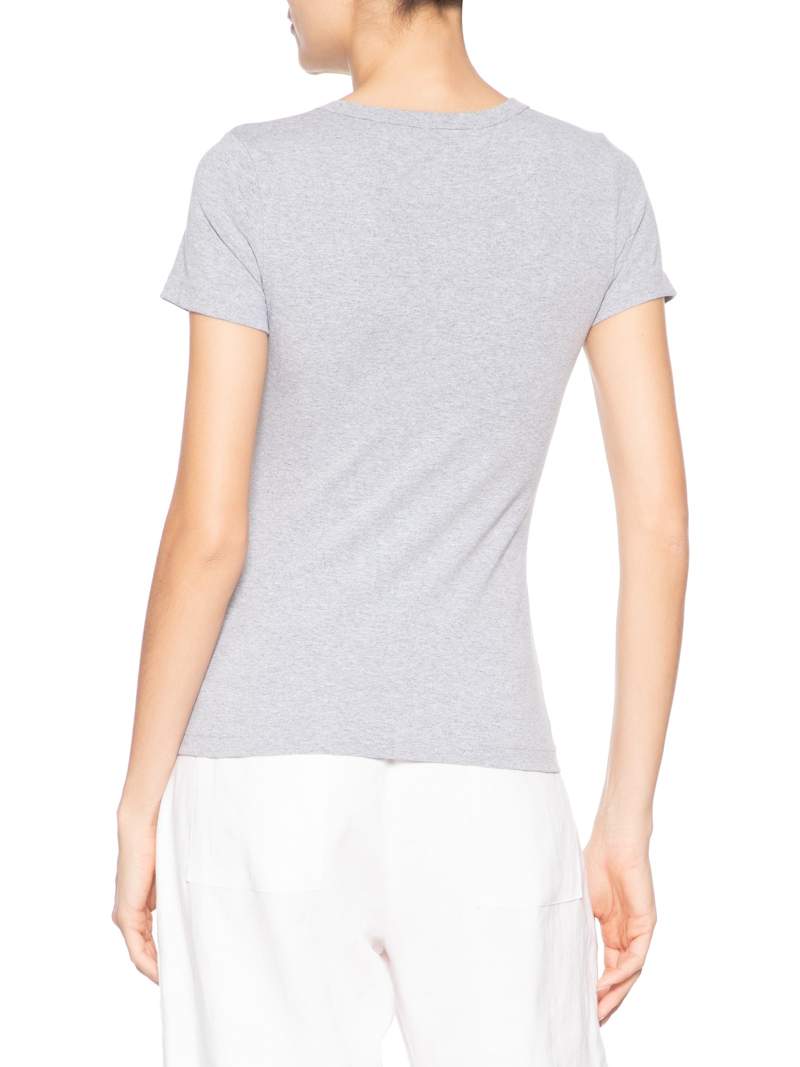 Camiseta Feminina Básica Decote Em U Cinza Basiq