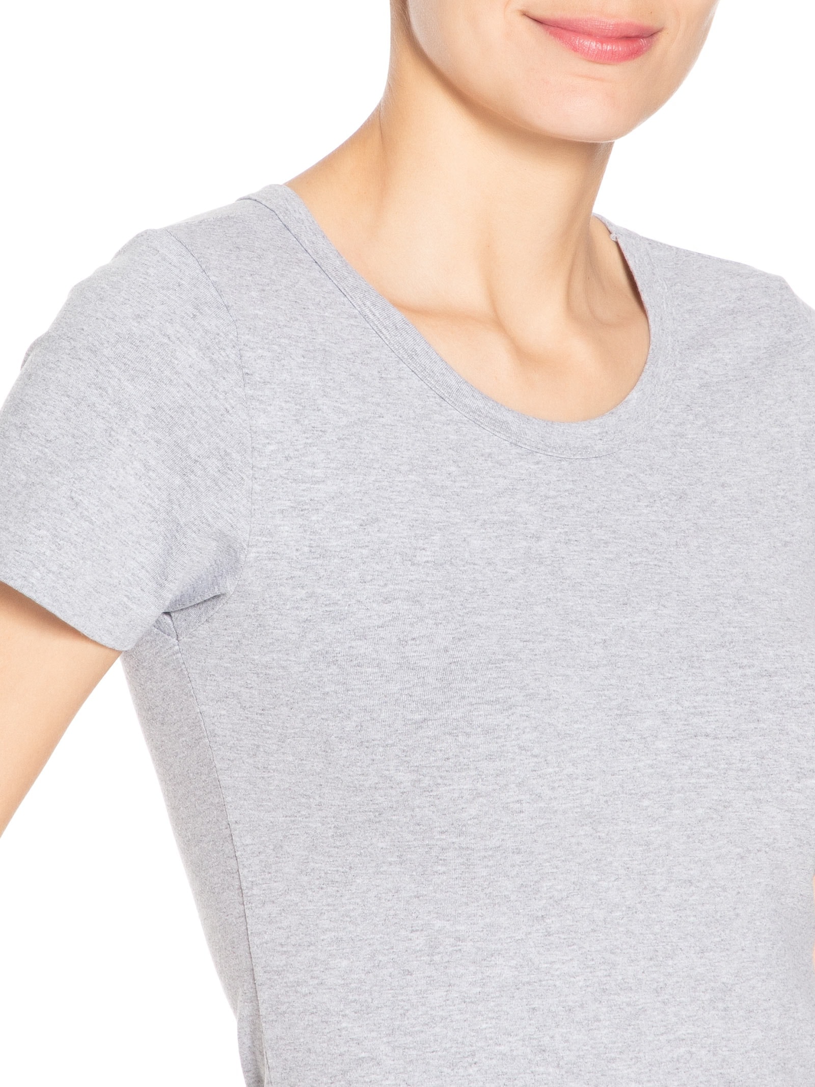 Camiseta Feminina Básica Decote Em U Cinza Basiq