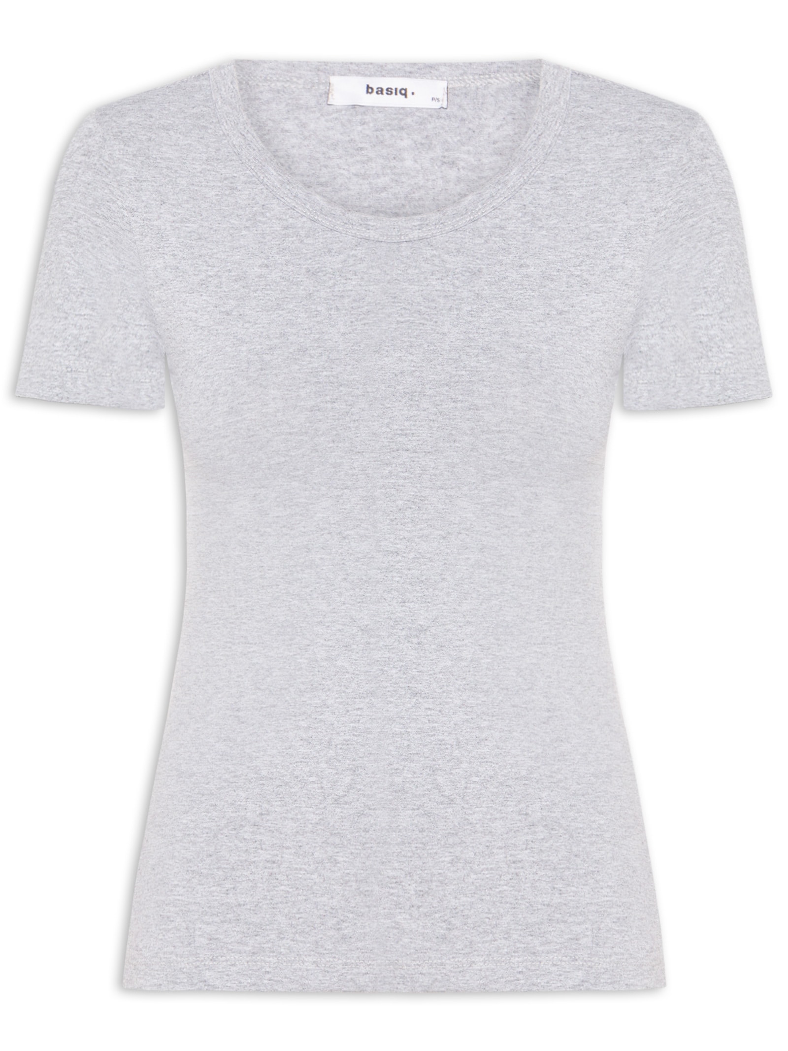 Camiseta Feminina Básica Decote Em U Cinza Basiq