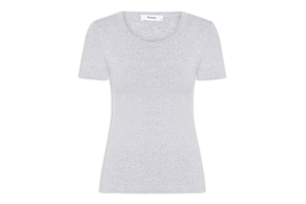 Camiseta Feminina Básica Decote Em U - Cinza