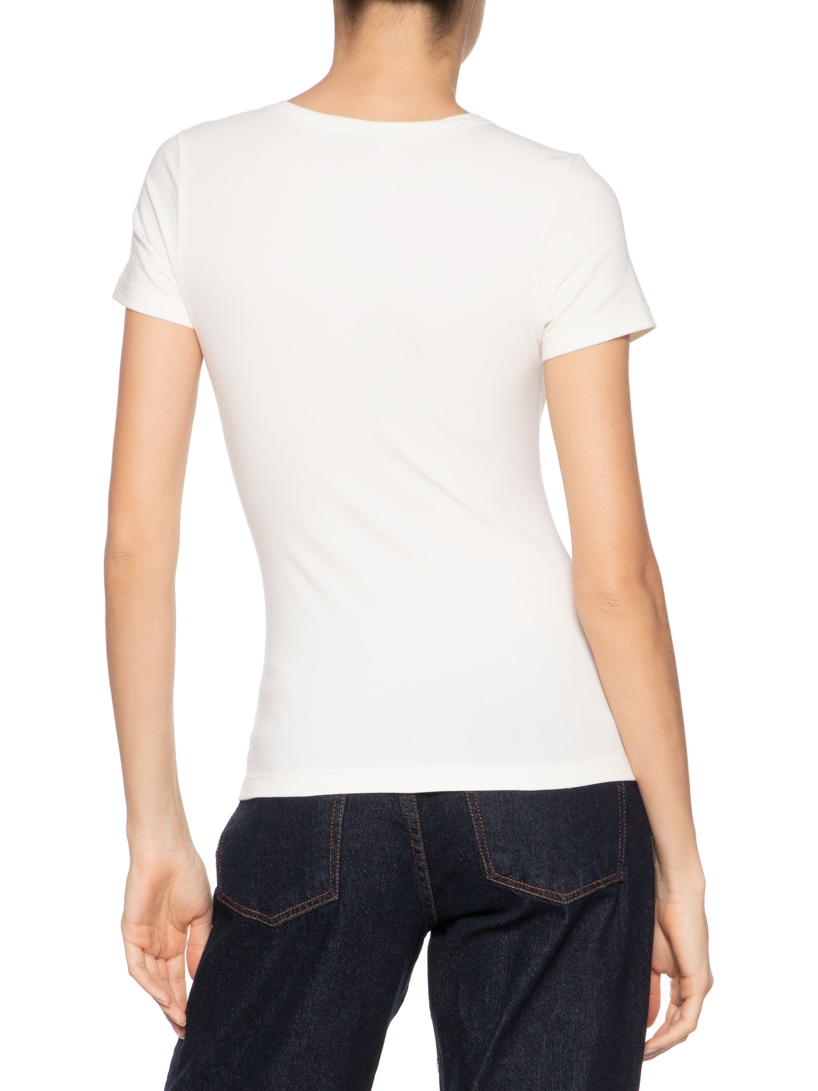 Camiseta Feminina Básica Decote Em U Off White Basiq