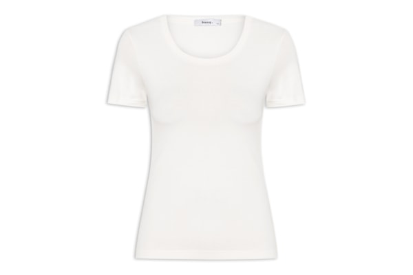 Camiseta Feminina Básica Decote Em U - Off White