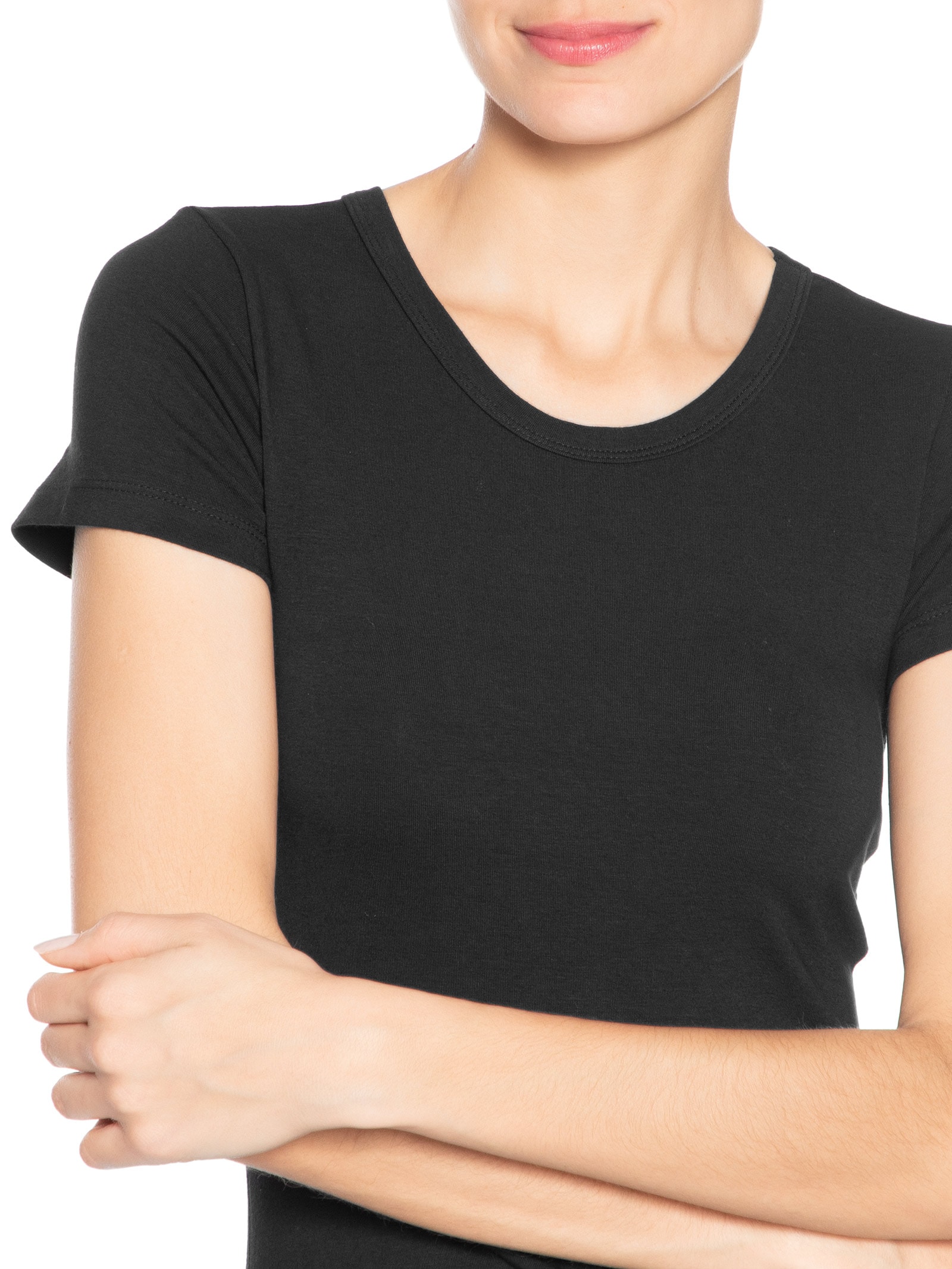 Camiseta Feminina Básica Decote Em U Preto Basiq