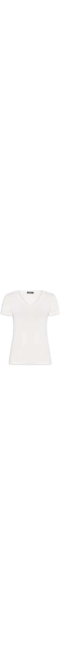 Camiseta Feminina Básica Decote Em V - Off White