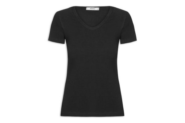 Camiseta Feminina Básica Decote Em V - Preto