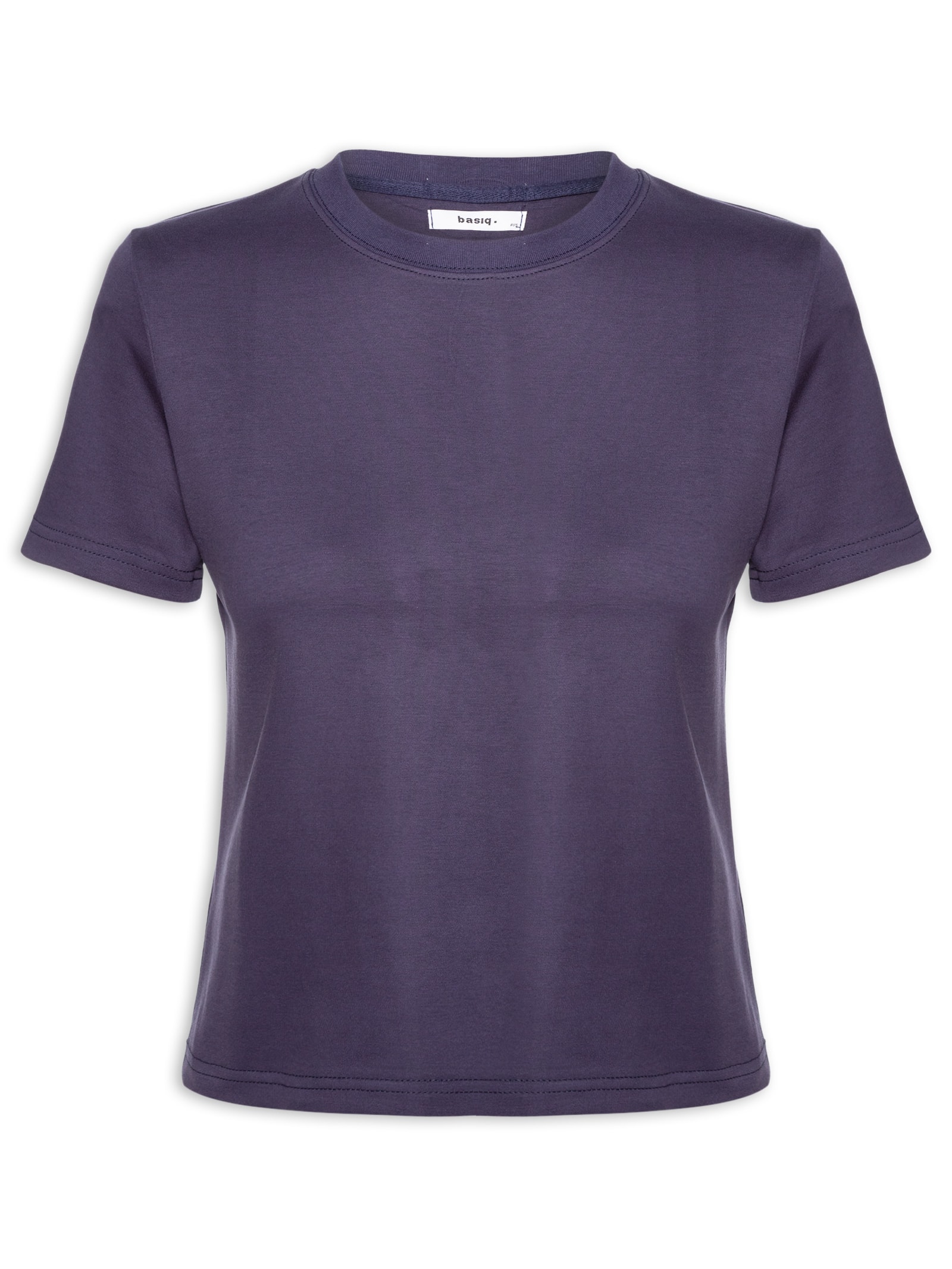 Camiseta Feminina Básica Em Malha Azul Basiq