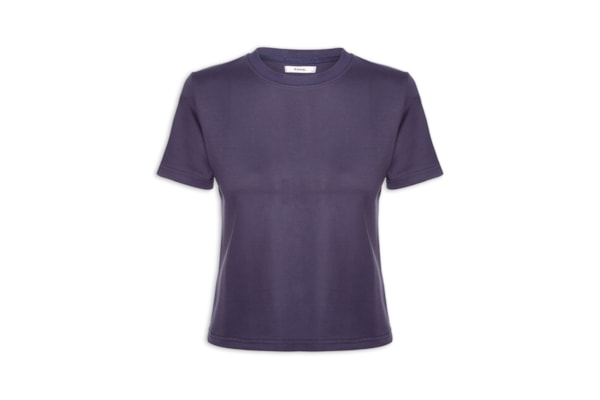 Camiseta Feminina Básica Em Malha - Azul
