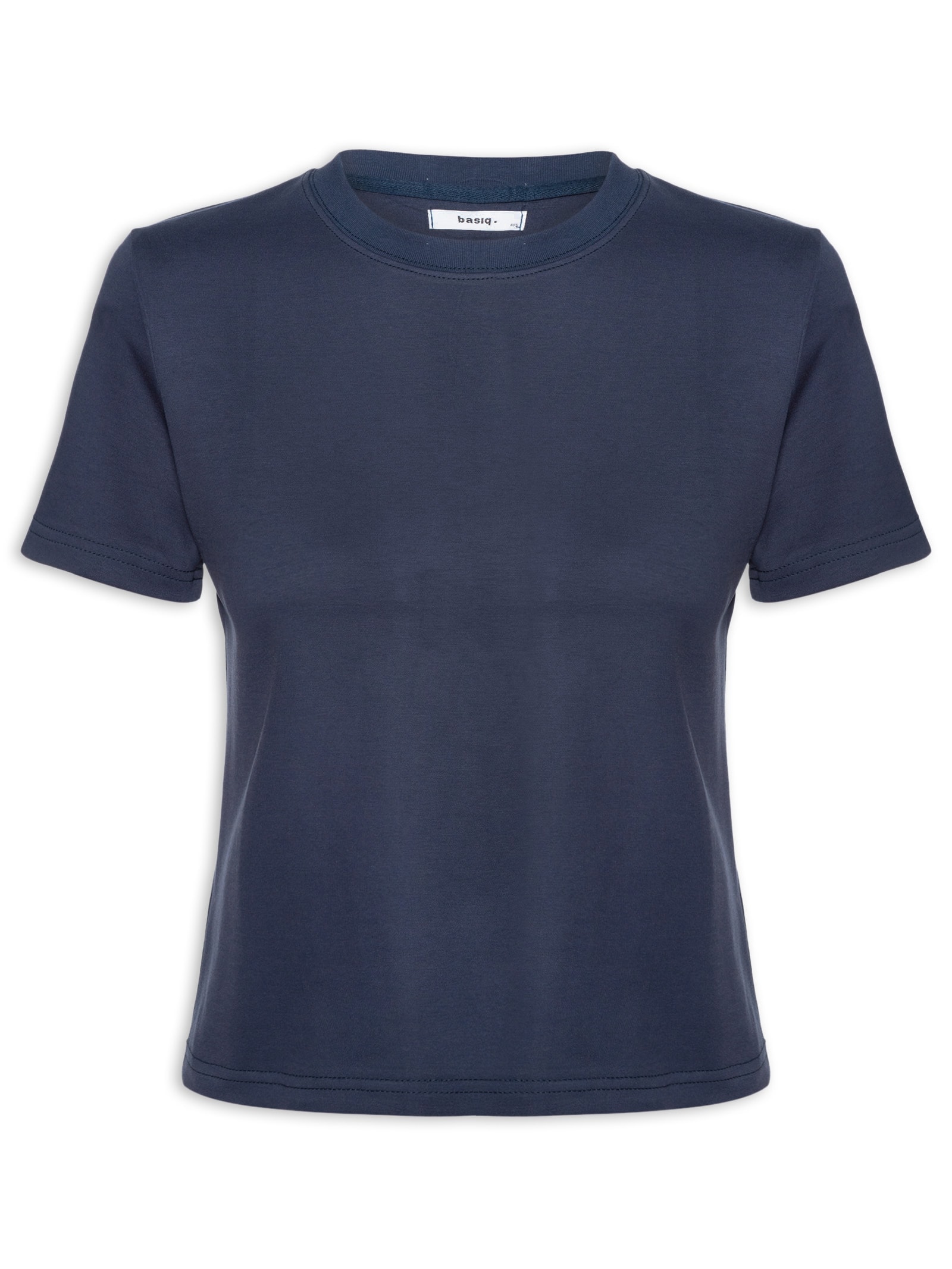 Camiseta Feminina Básica Em Malha Azul Basiq