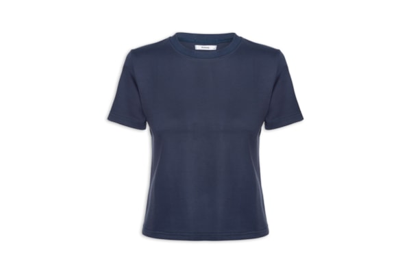 Camiseta Feminina Básica Em Malha - Azul