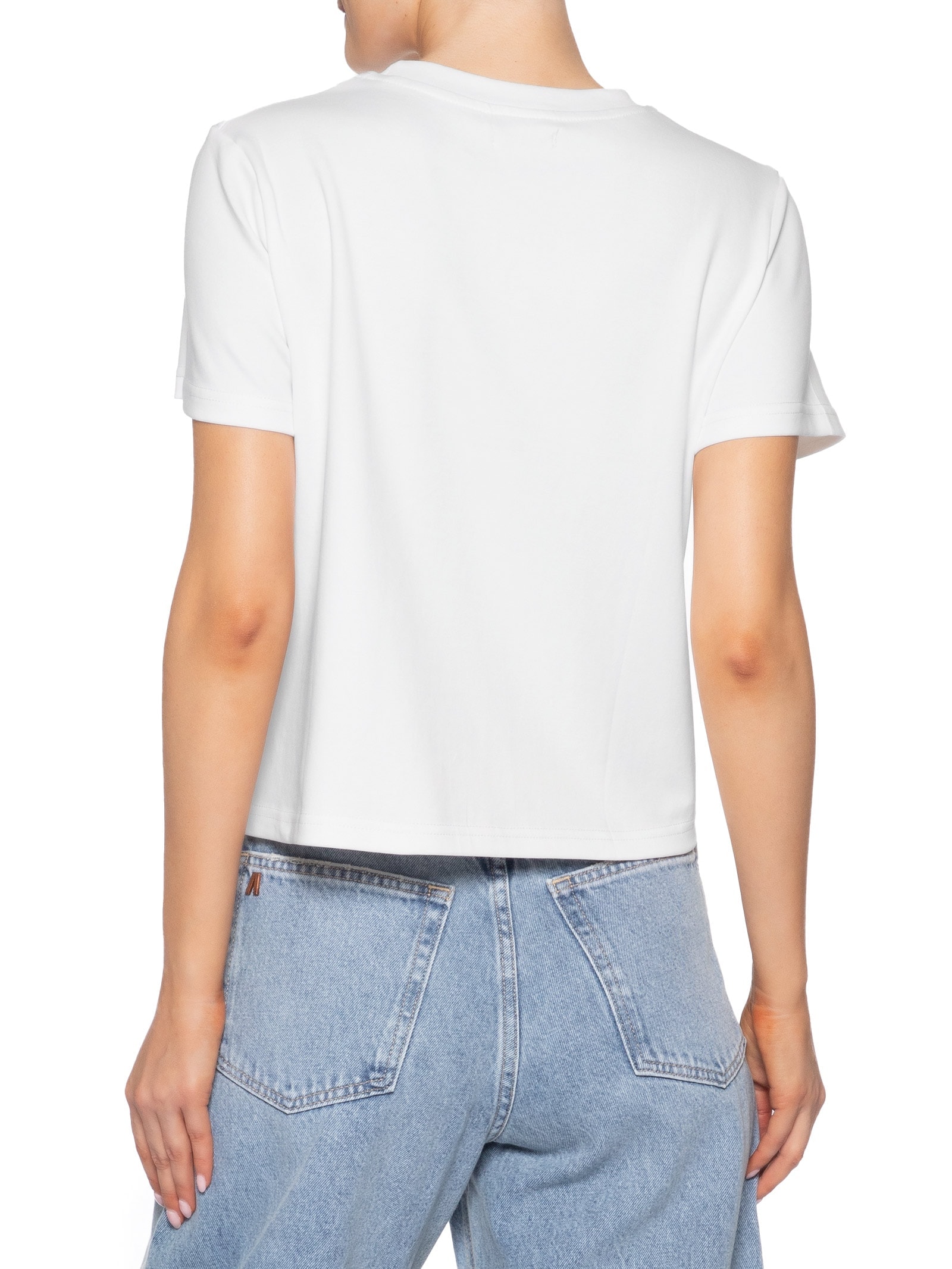 Camiseta Feminina Básica Em Malha Branco Basiq