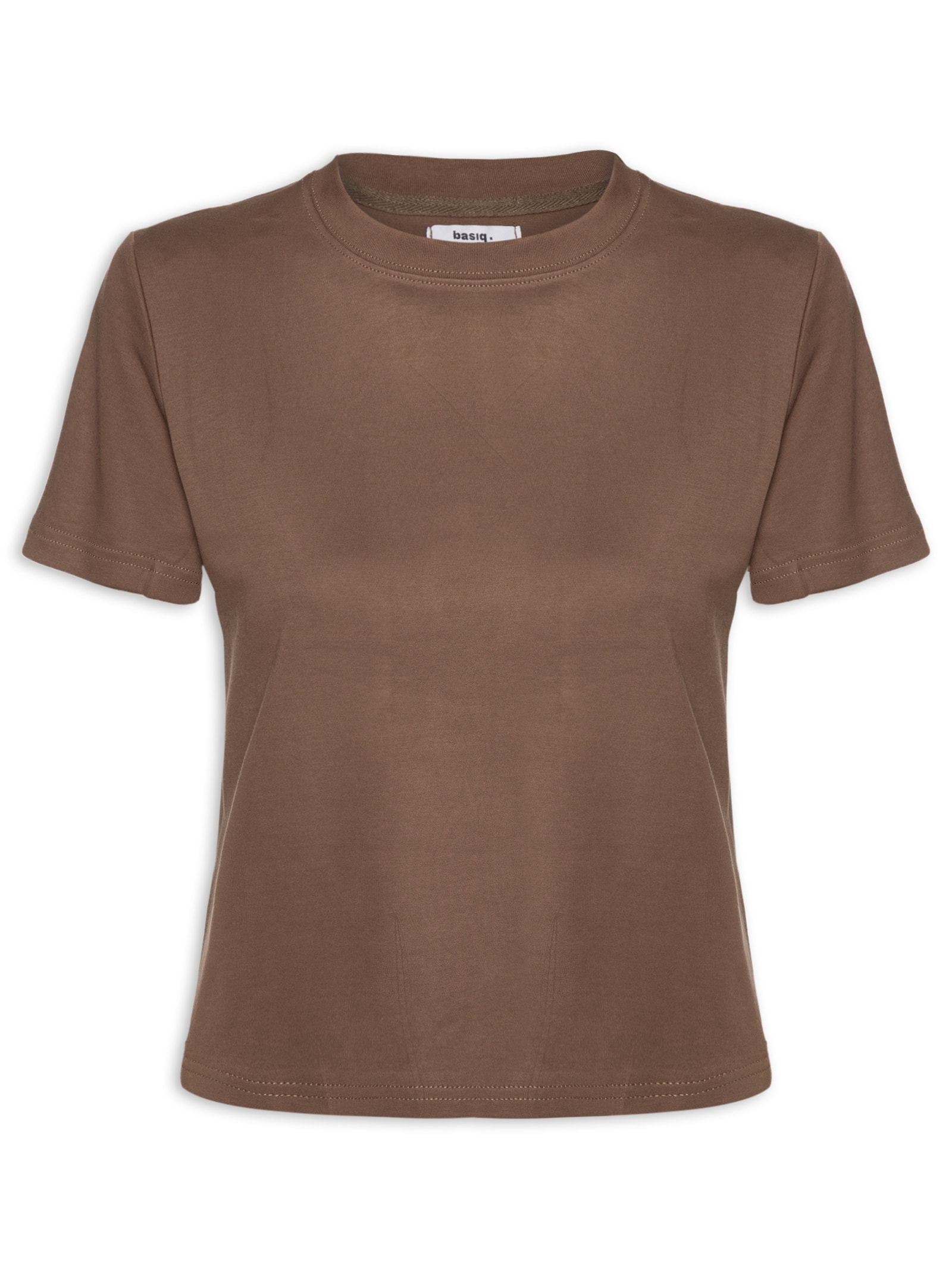 Camiseta Feminina Básica Em Malha Marrom Basiq