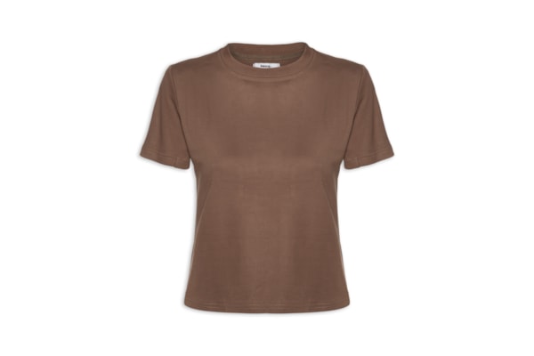 Camiseta Feminina Básica Em Malha - Marrom
