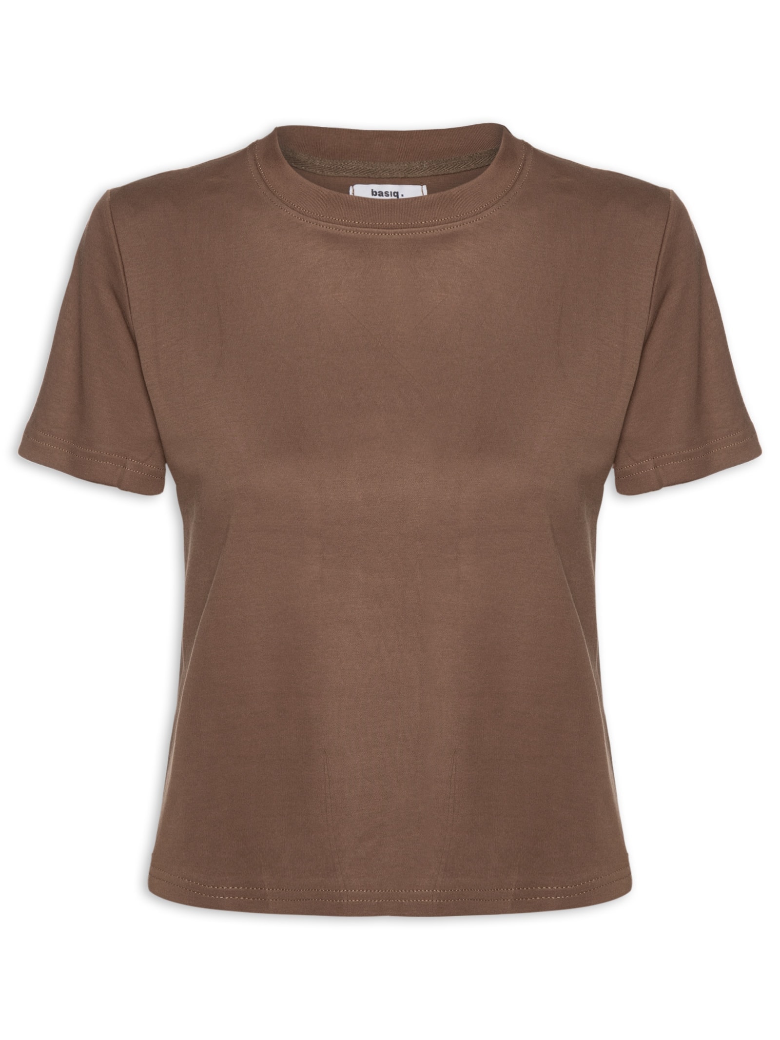 Camiseta Feminina Básica Em Malha Marrom Basiq