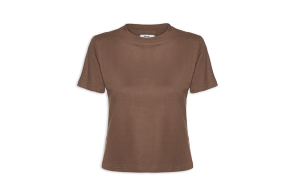 Camiseta Feminina Básica Em Malha - Marrom