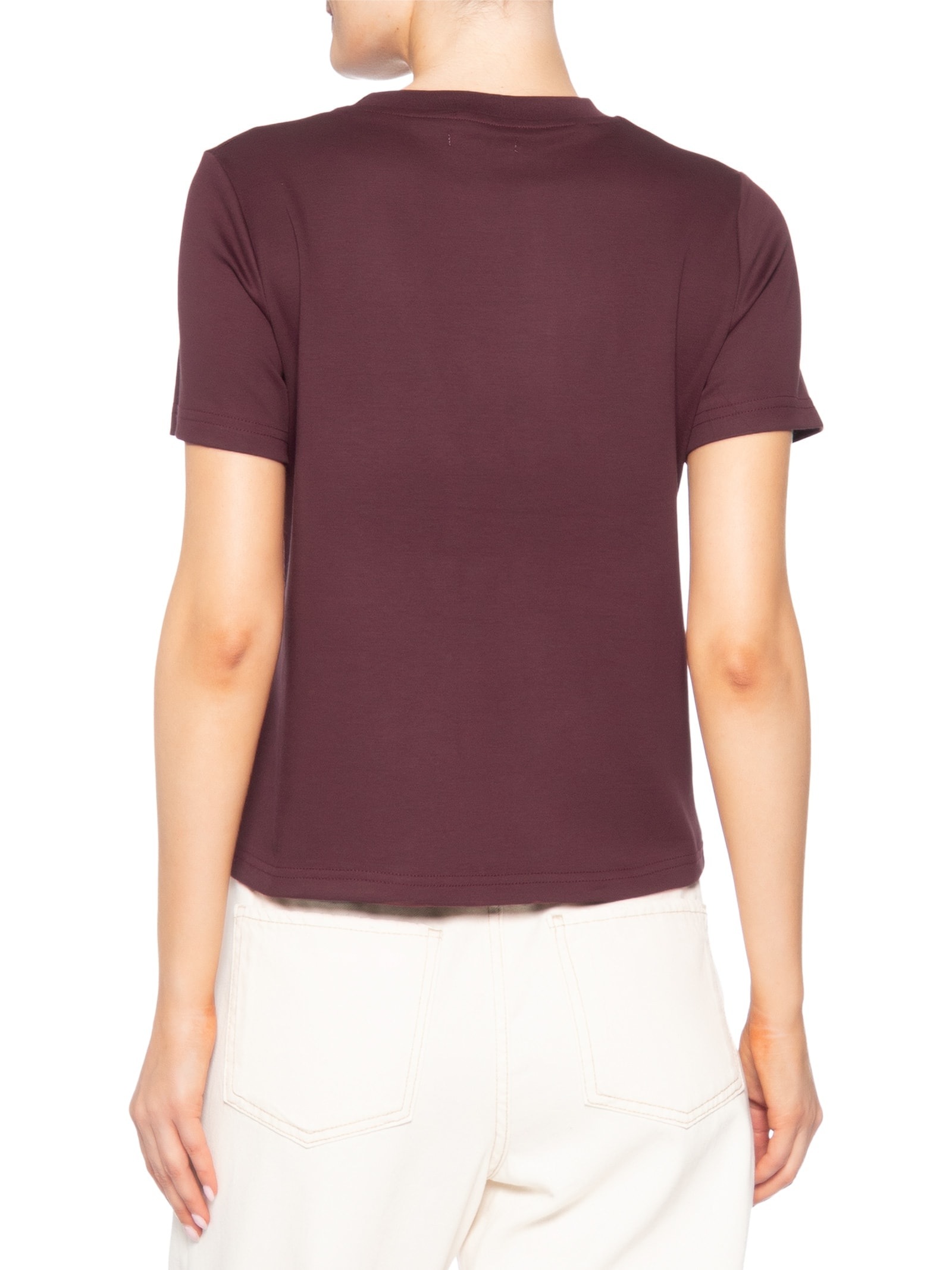 Camiseta Feminina Básica Em Malha Vermelho Basiq