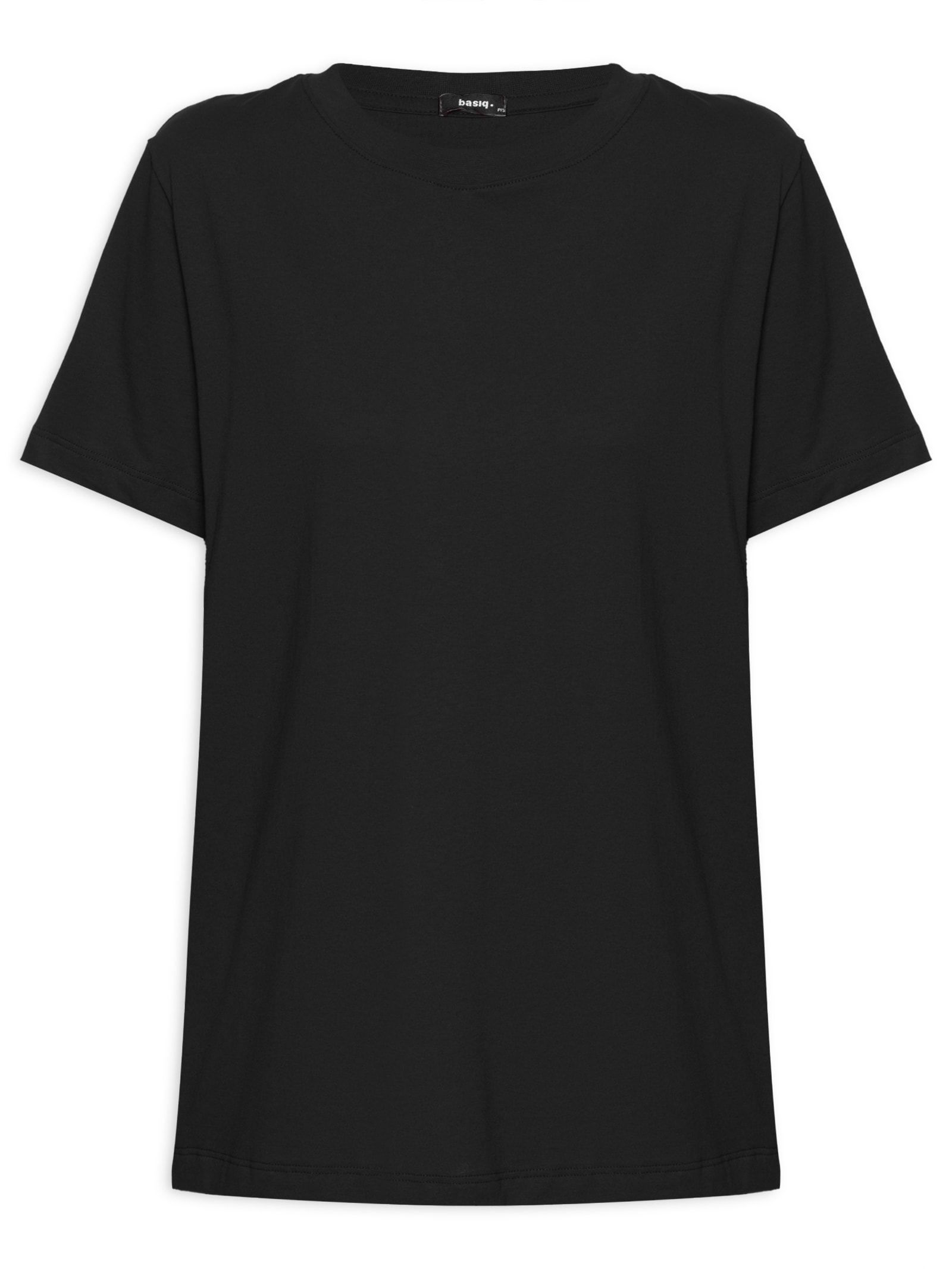 Camiseta Feminina Básica Gola Redonda Preto Basiq