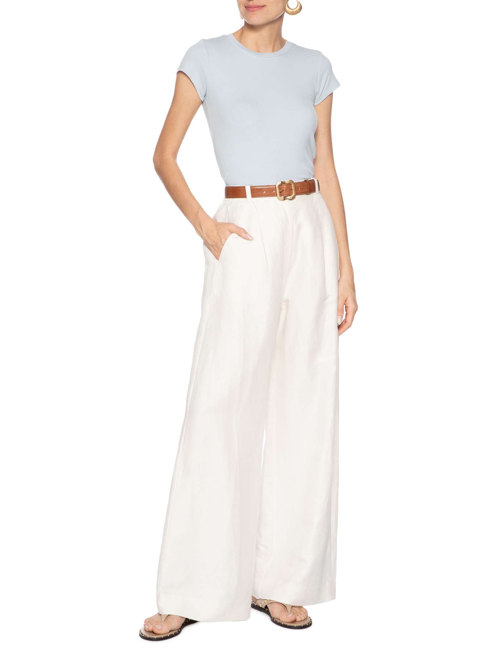 Camiseta Feminina Básica Justa Azul Basiq