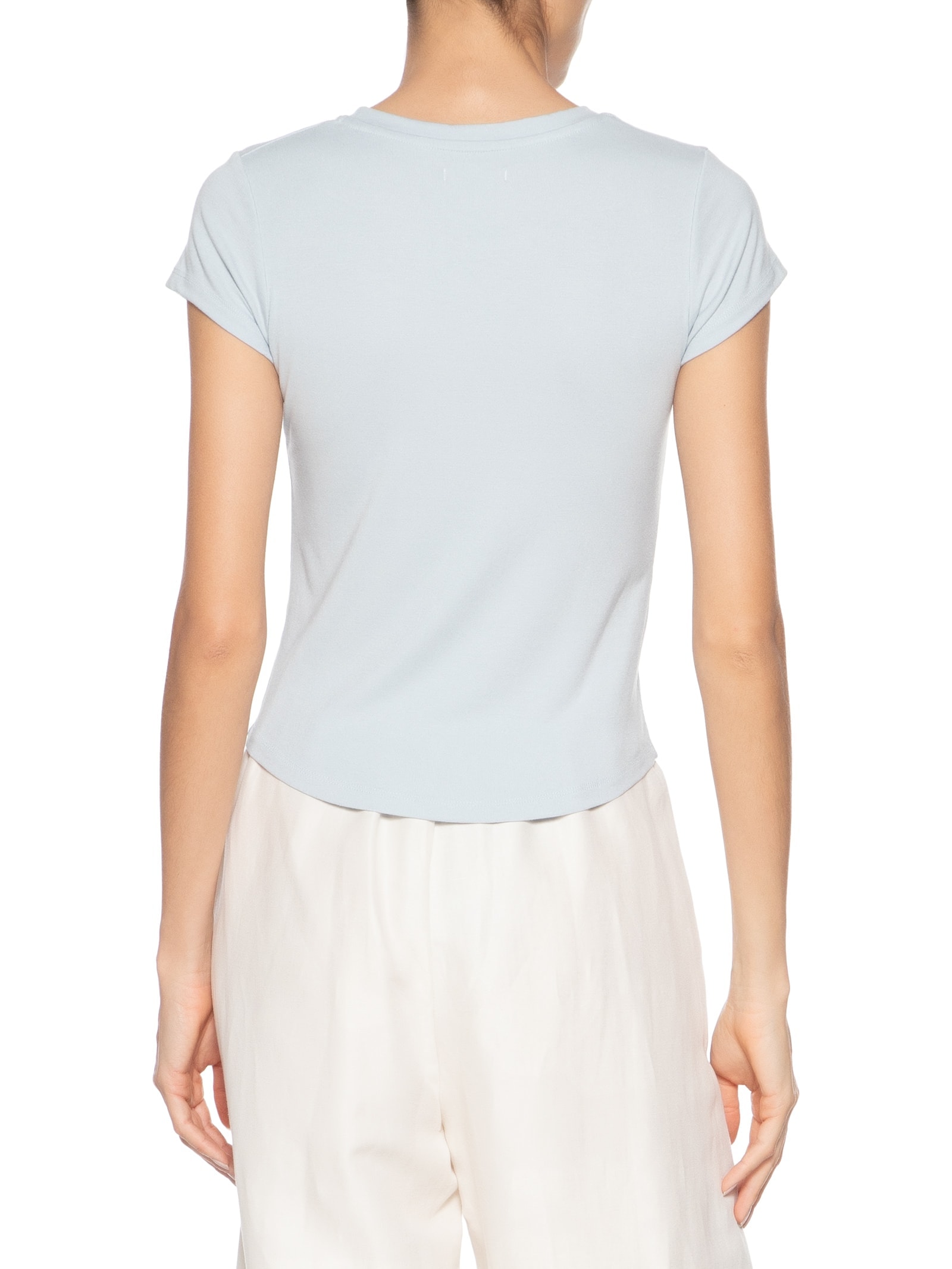 Camiseta Feminina Básica Justa Azul Basiq