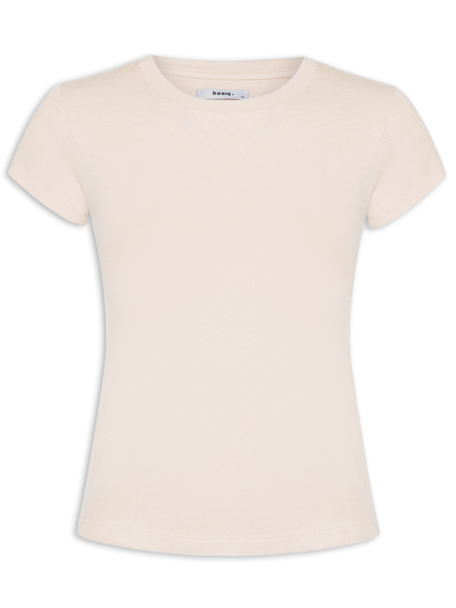 Camiseta Feminina Básica Justa Bege Basiq