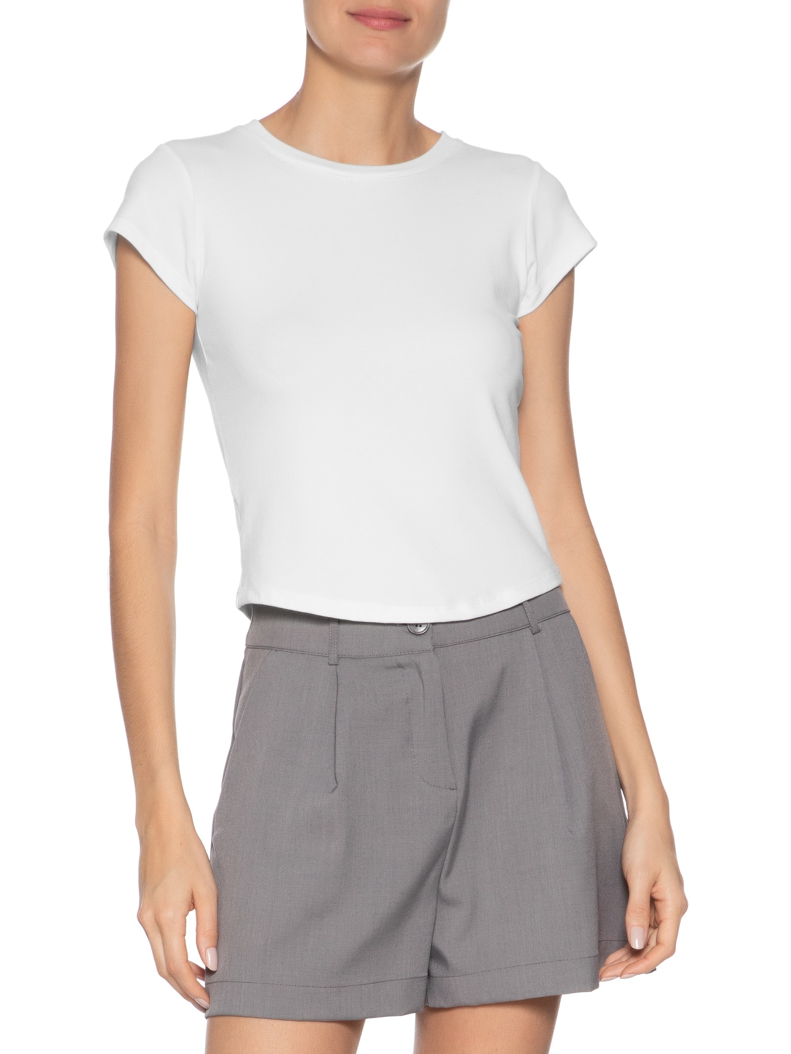 Camiseta Feminina Básica Justa Branco Basiq