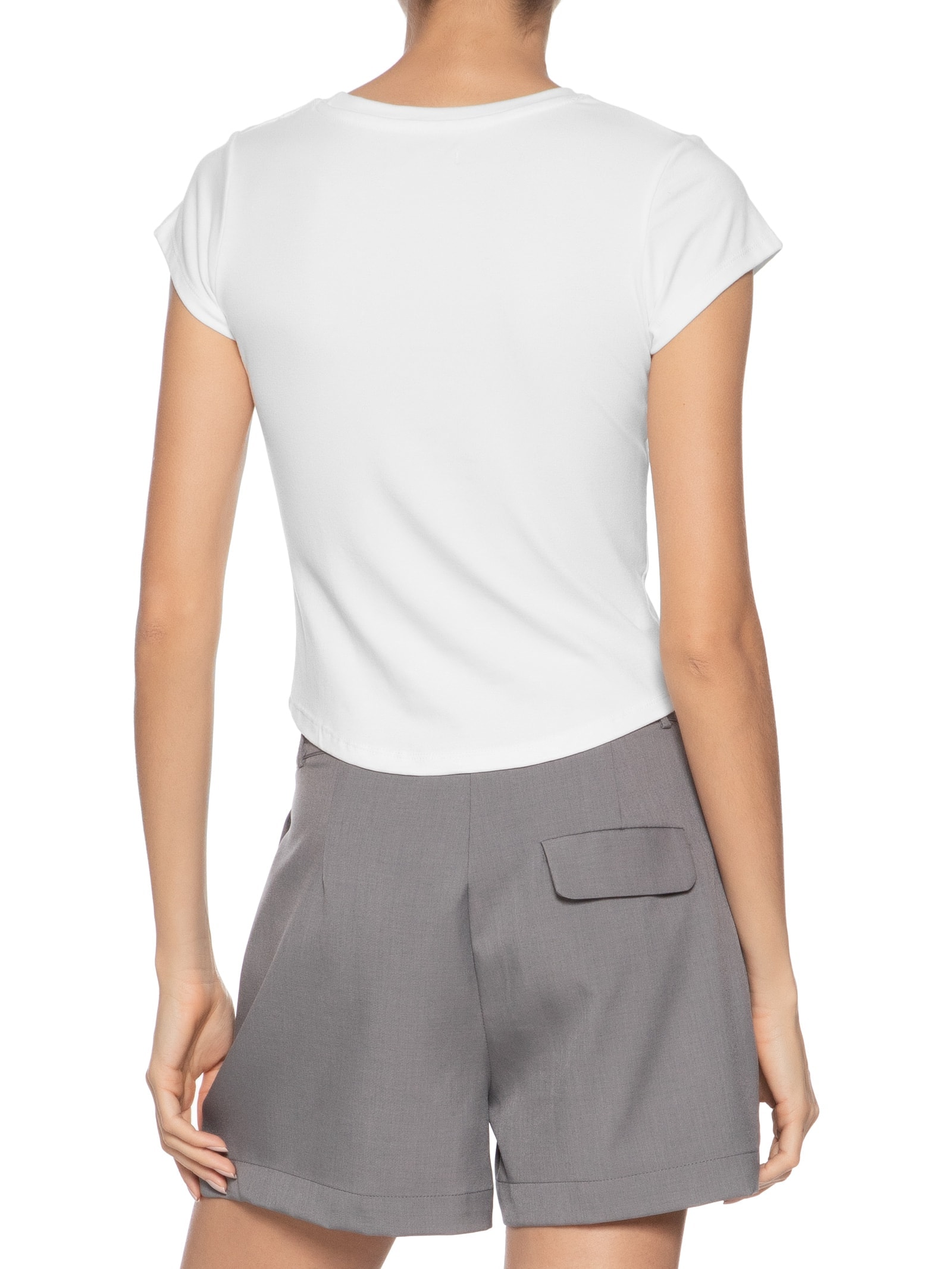 Camiseta Feminina Básica Justa Branco Basiq