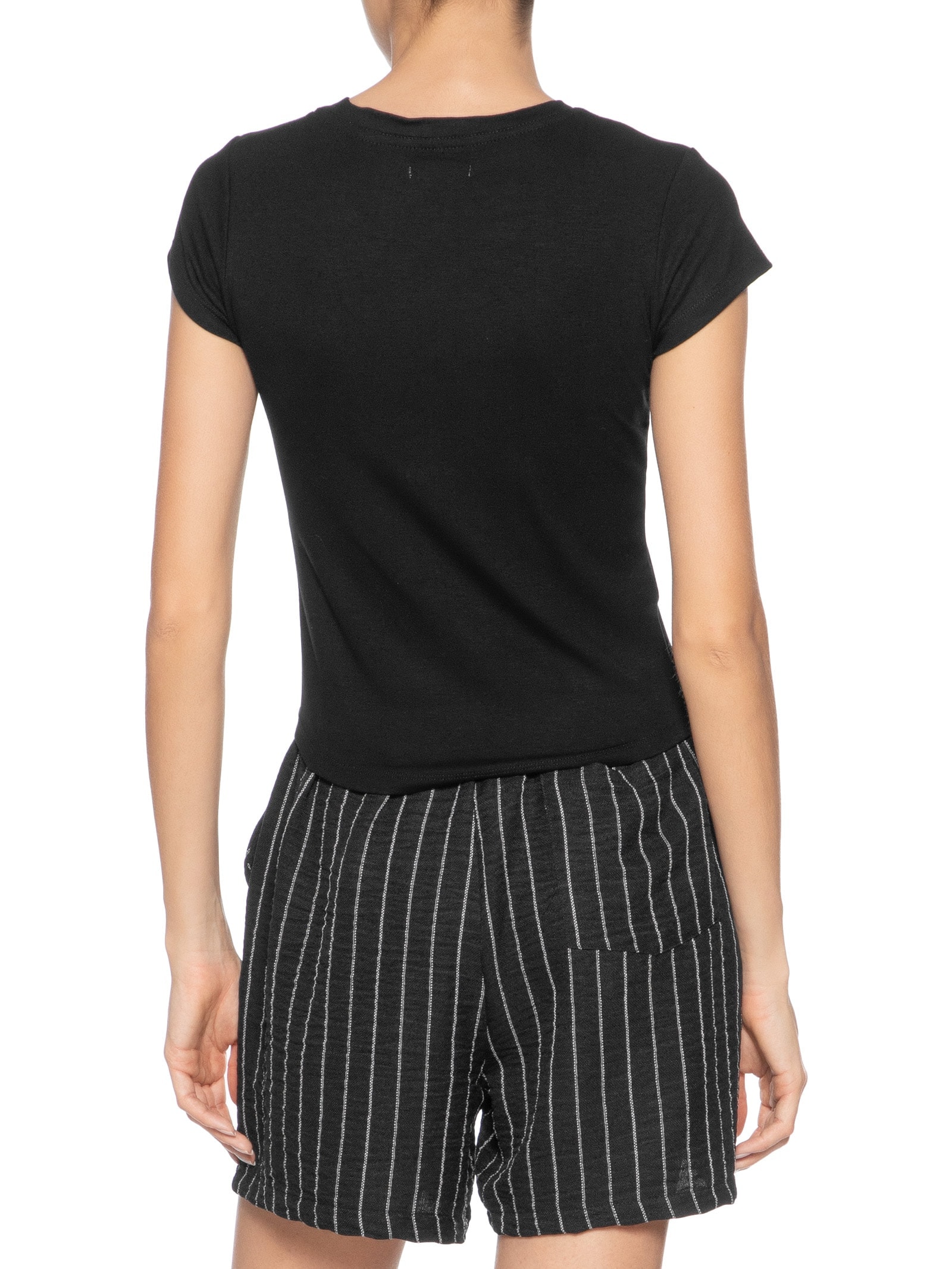 Camiseta Feminina Básica Justa Preto Basiq