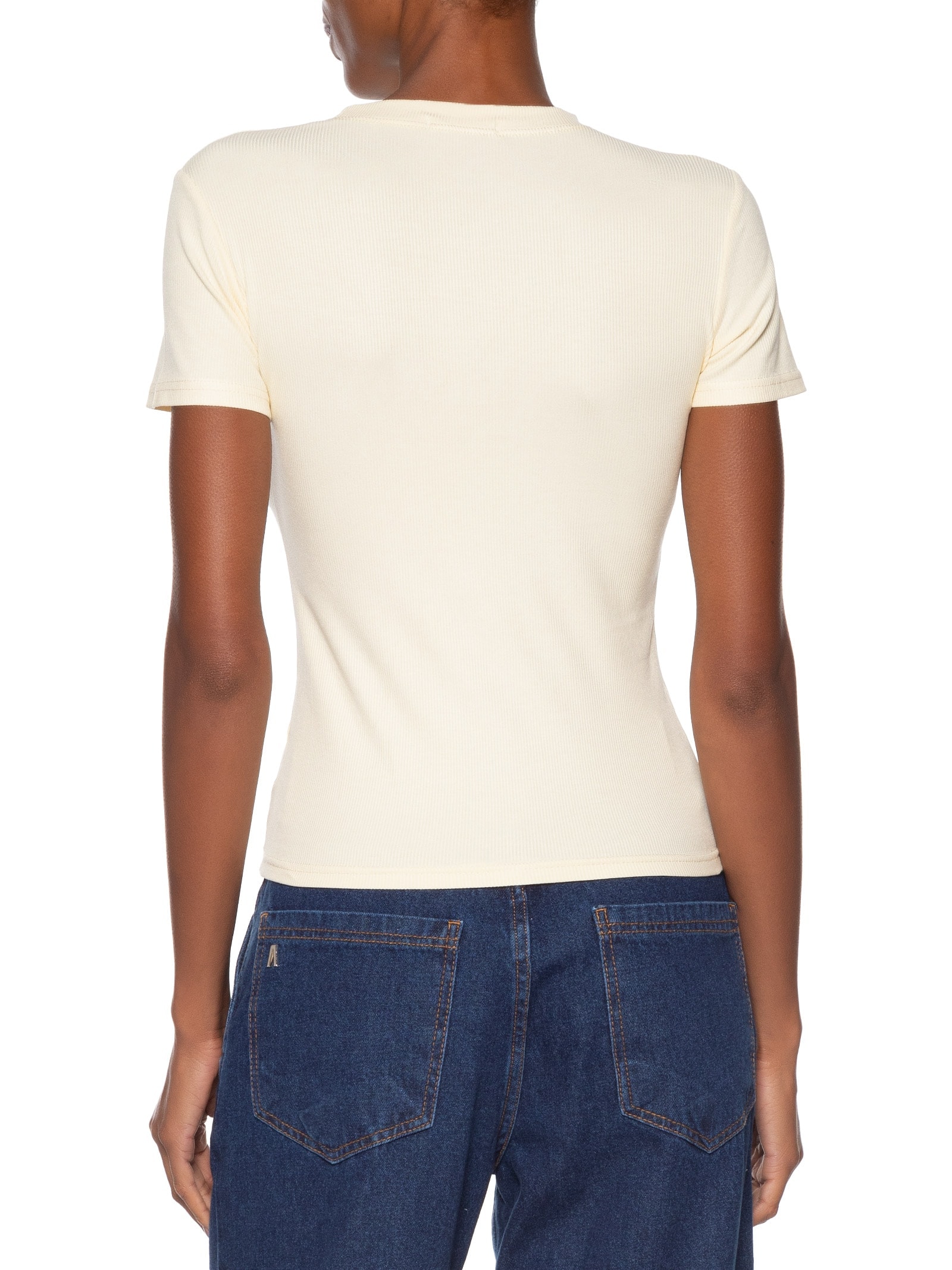 Camiseta Feminina Básica Manga Curta Amarelo Basiq