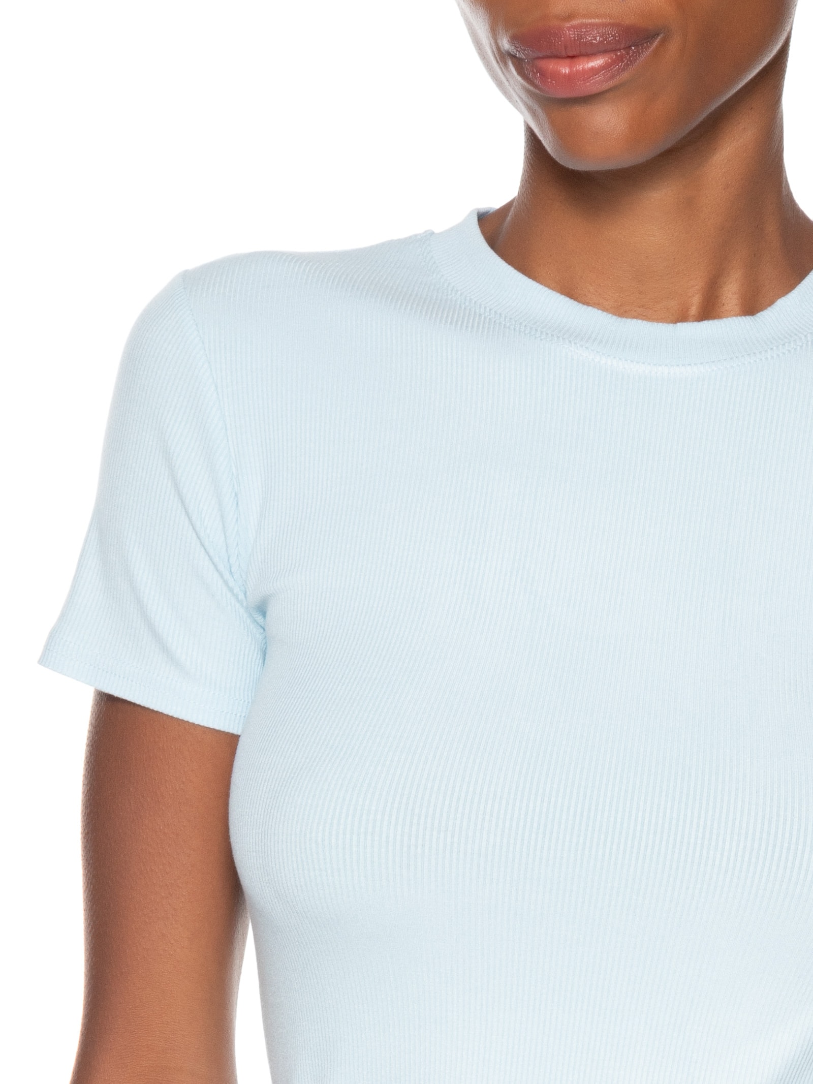 Camiseta Feminina Básica Manga Curta Azul Basiq