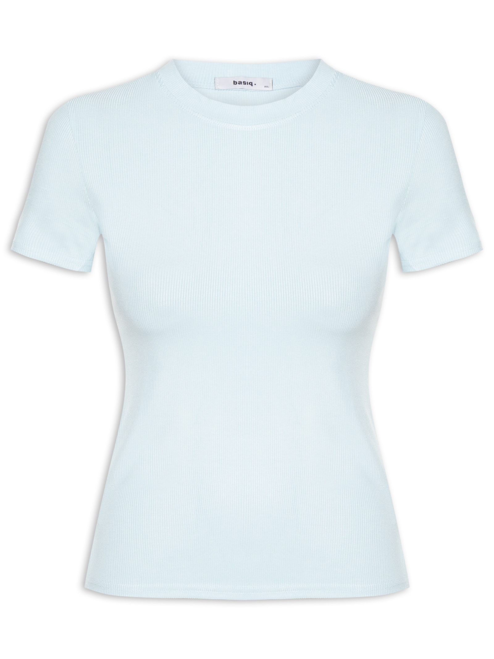 Camiseta Feminina Básica Manga Curta Azul Basiq