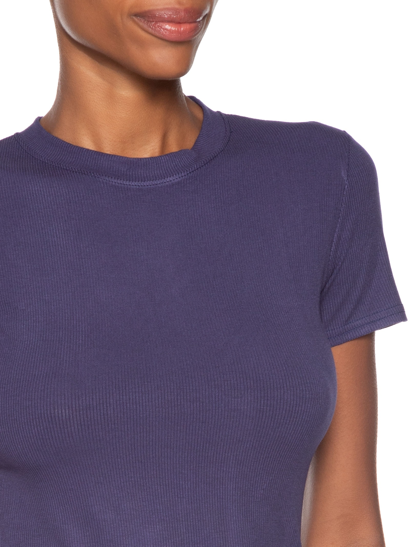 Camiseta Feminina Básica Manga Curta Azul Basiq