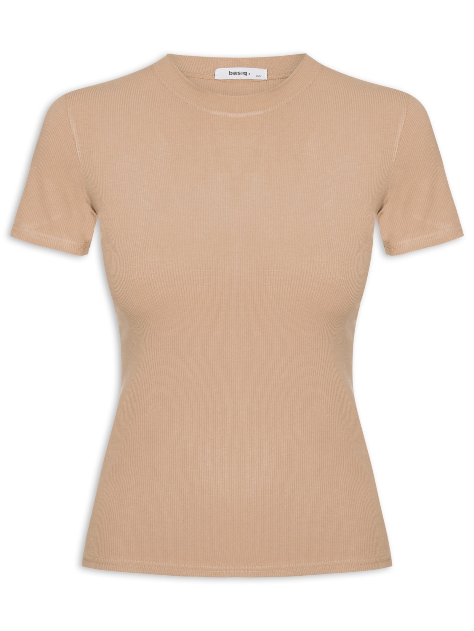 Camiseta Feminina Básica Manga Curta Bege Basiq