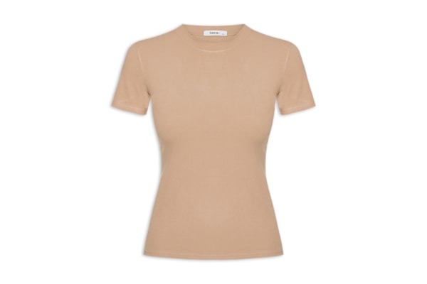 Camiseta Feminina Básica Manga Curta - Bege