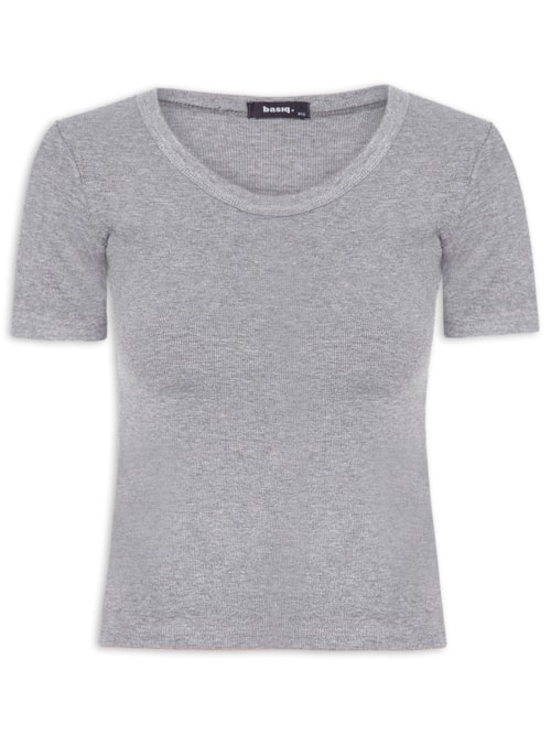 Camiseta Feminina Básica Manga Curta – Cinza