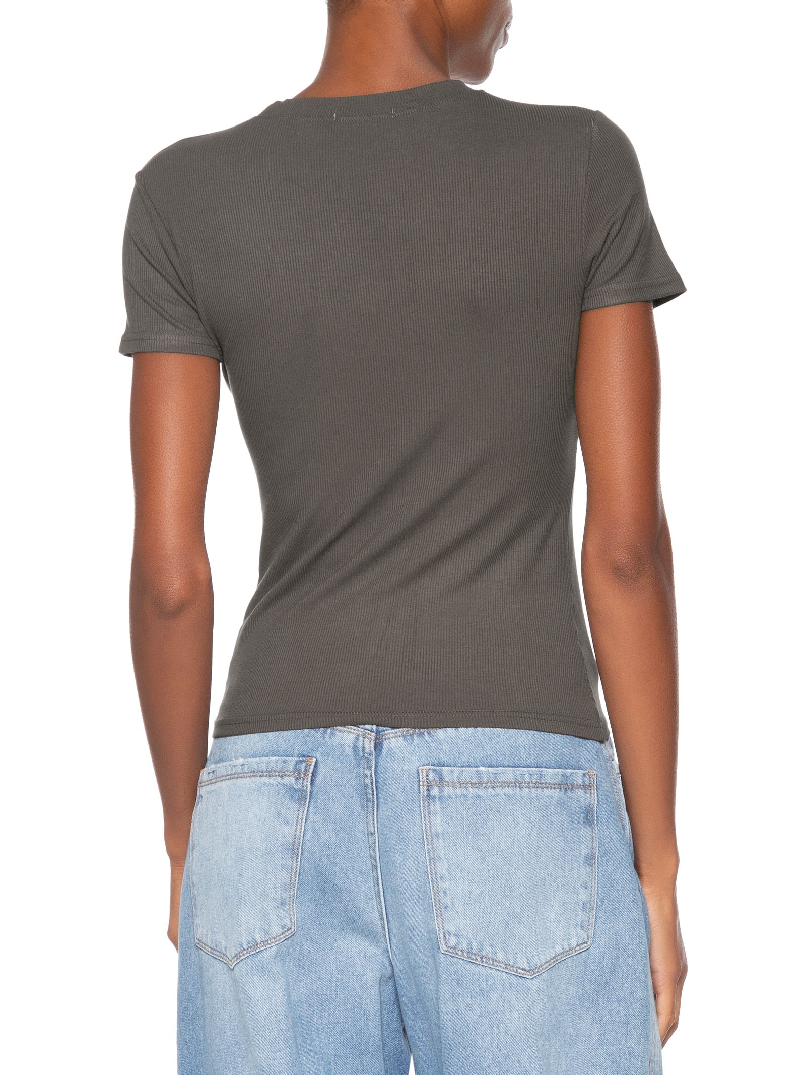 Camiseta Feminina Básica Manga Curta Marrom Basiq