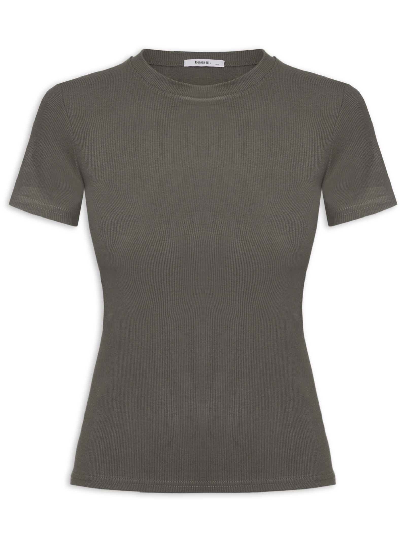 Camiseta Feminina Básica Manga Curta Marrom Basiq