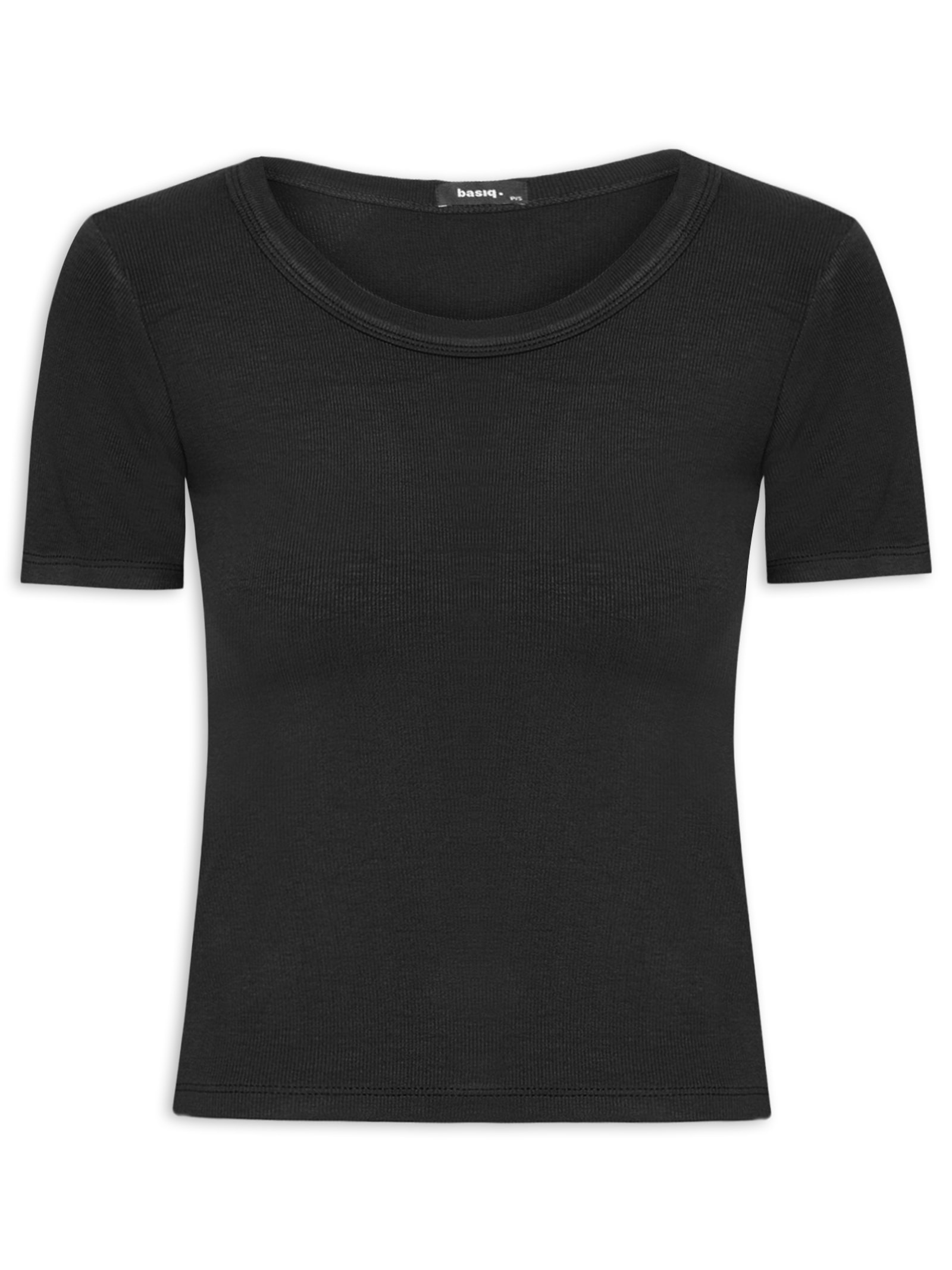 Camiseta Feminina Básica Manga Curta Preto Basiq