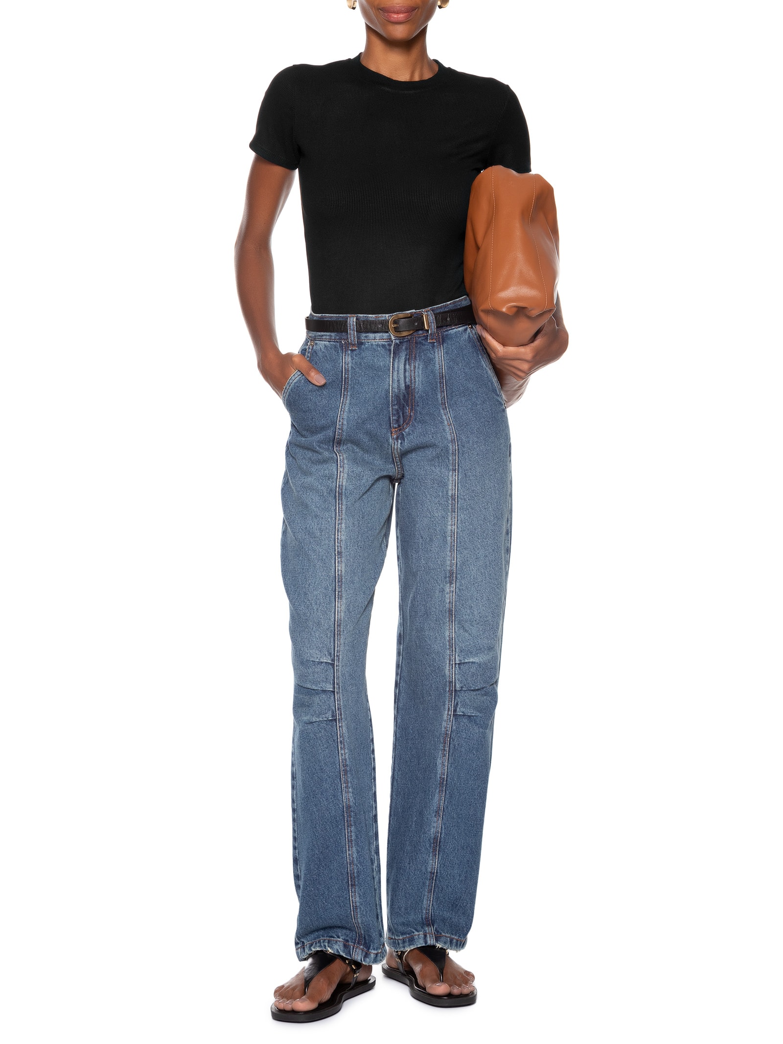 Camiseta Feminina Básica Manga Curta Preto Basiq