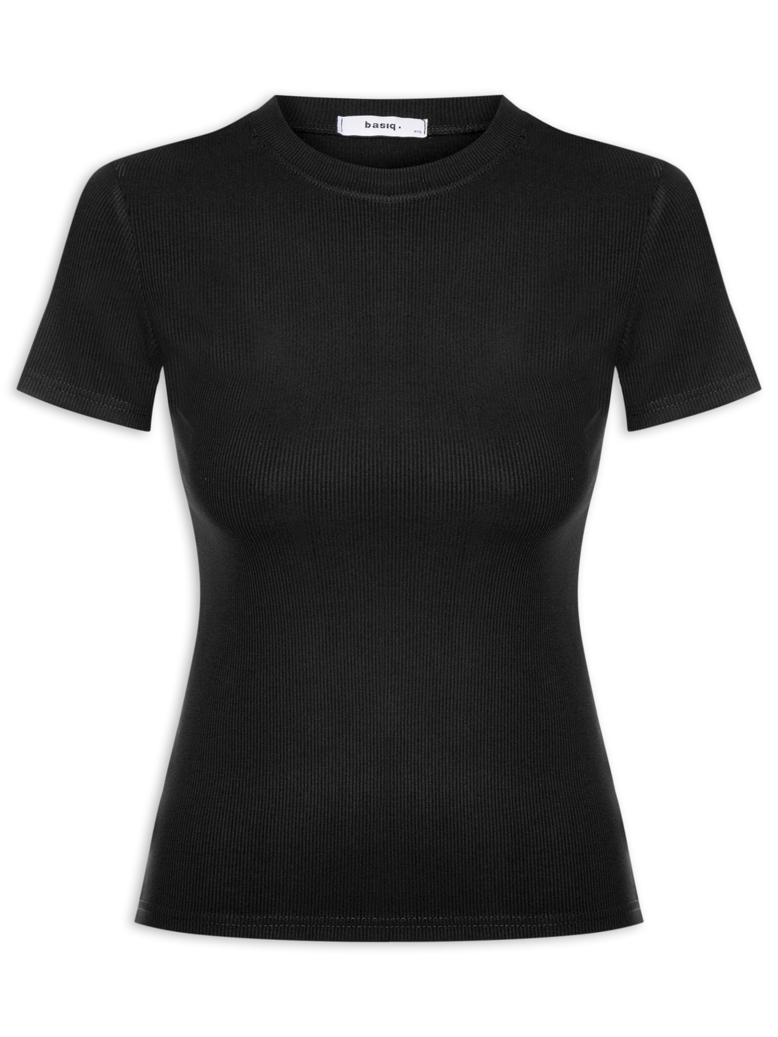 Camiseta Feminina Básica Manga Curta Preto Basiq