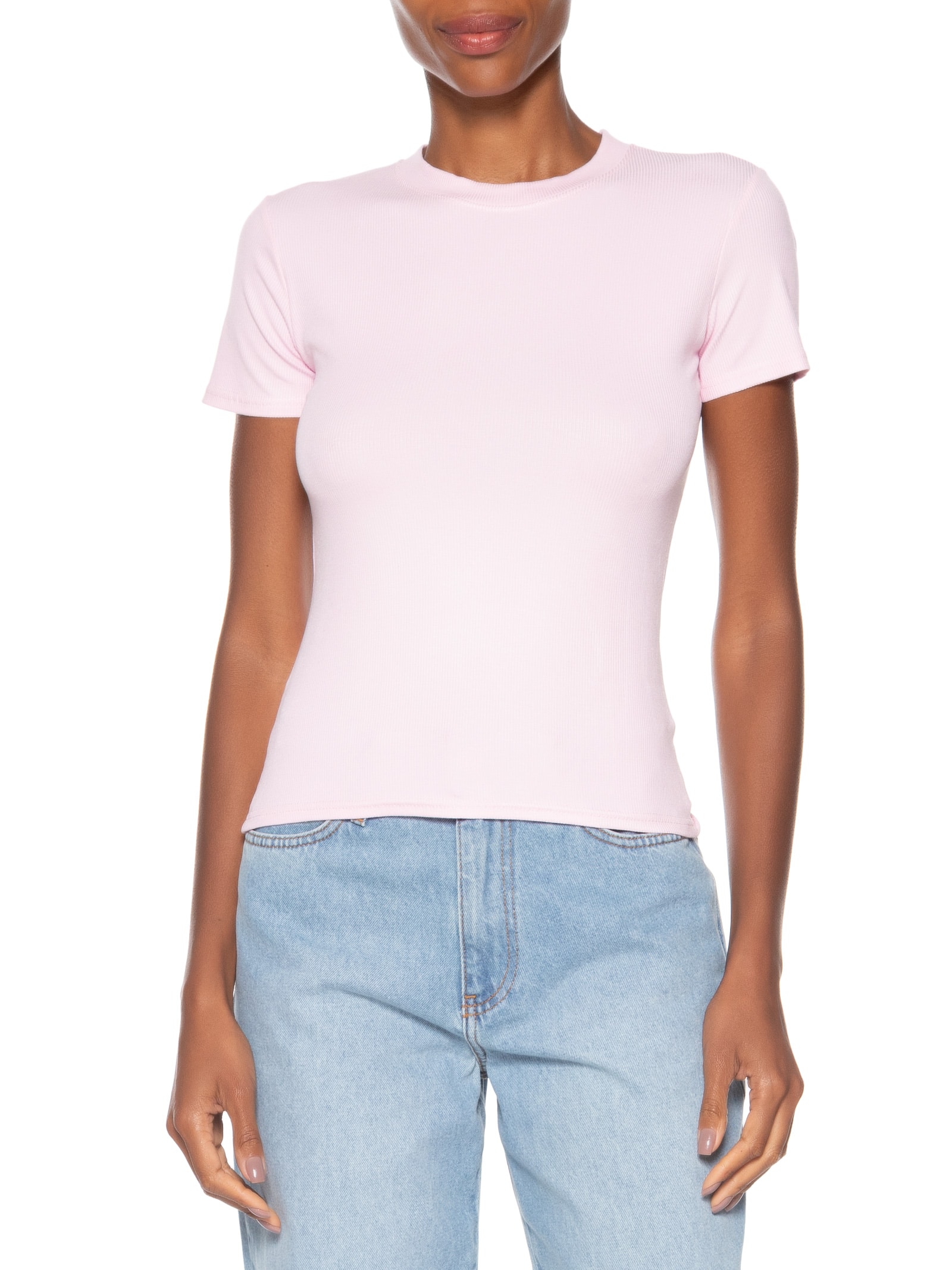 Camiseta Feminina Básica Manga Curta Rosa Basiq