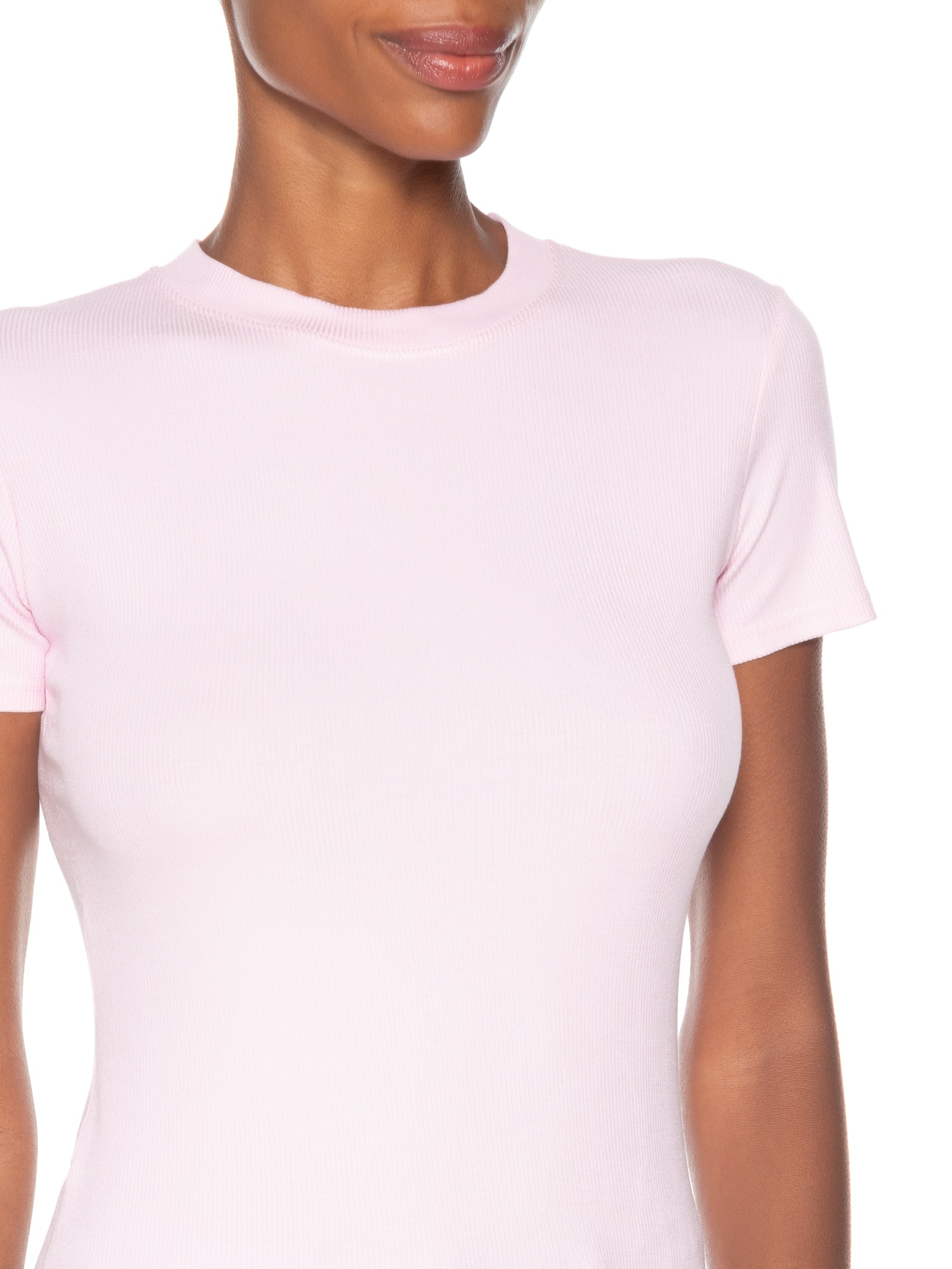 Camiseta Feminina Básica Manga Curta Rosa Basiq